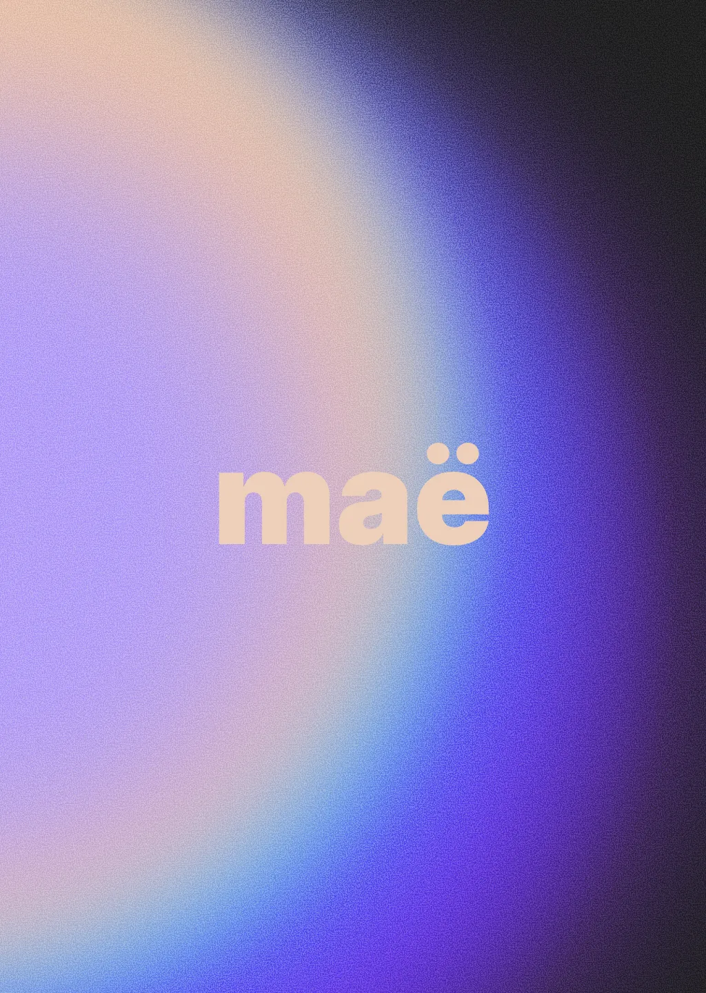Variation of Maë’s portfolio visual identity, combining her logotype with a colorful gradient.