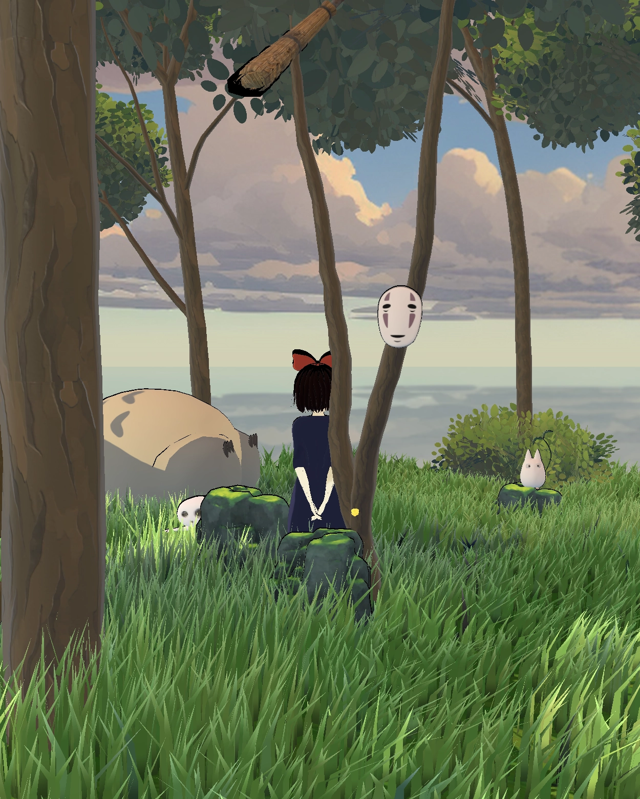 Close-up view of a forest scene from the 3D experience.