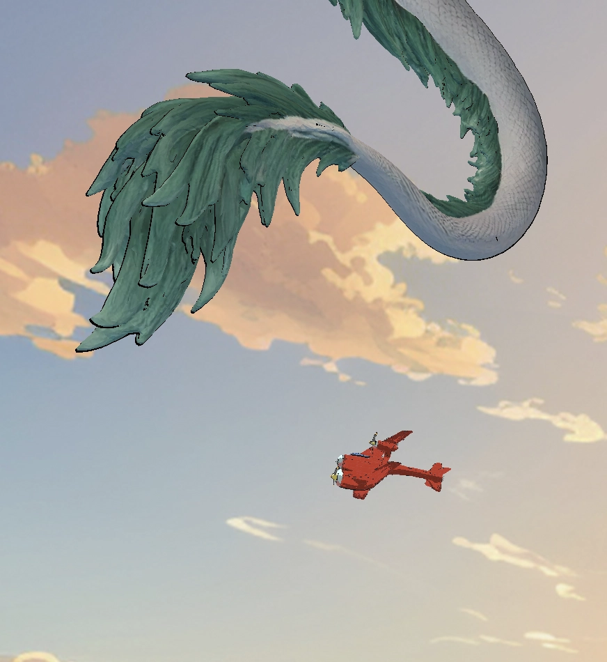 Haku’s dragon tail crossing the sky.
