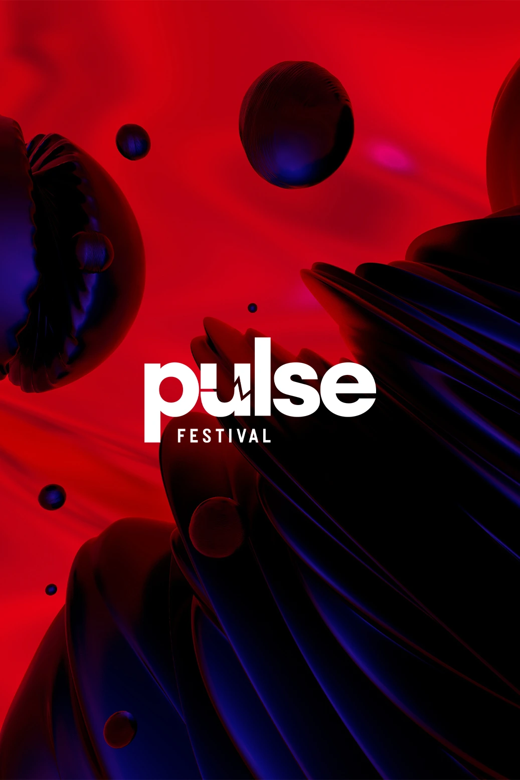Variant of the main artwork for the first edition of Pulse Festival, featuring its logotype in a red and electric-blue composition.