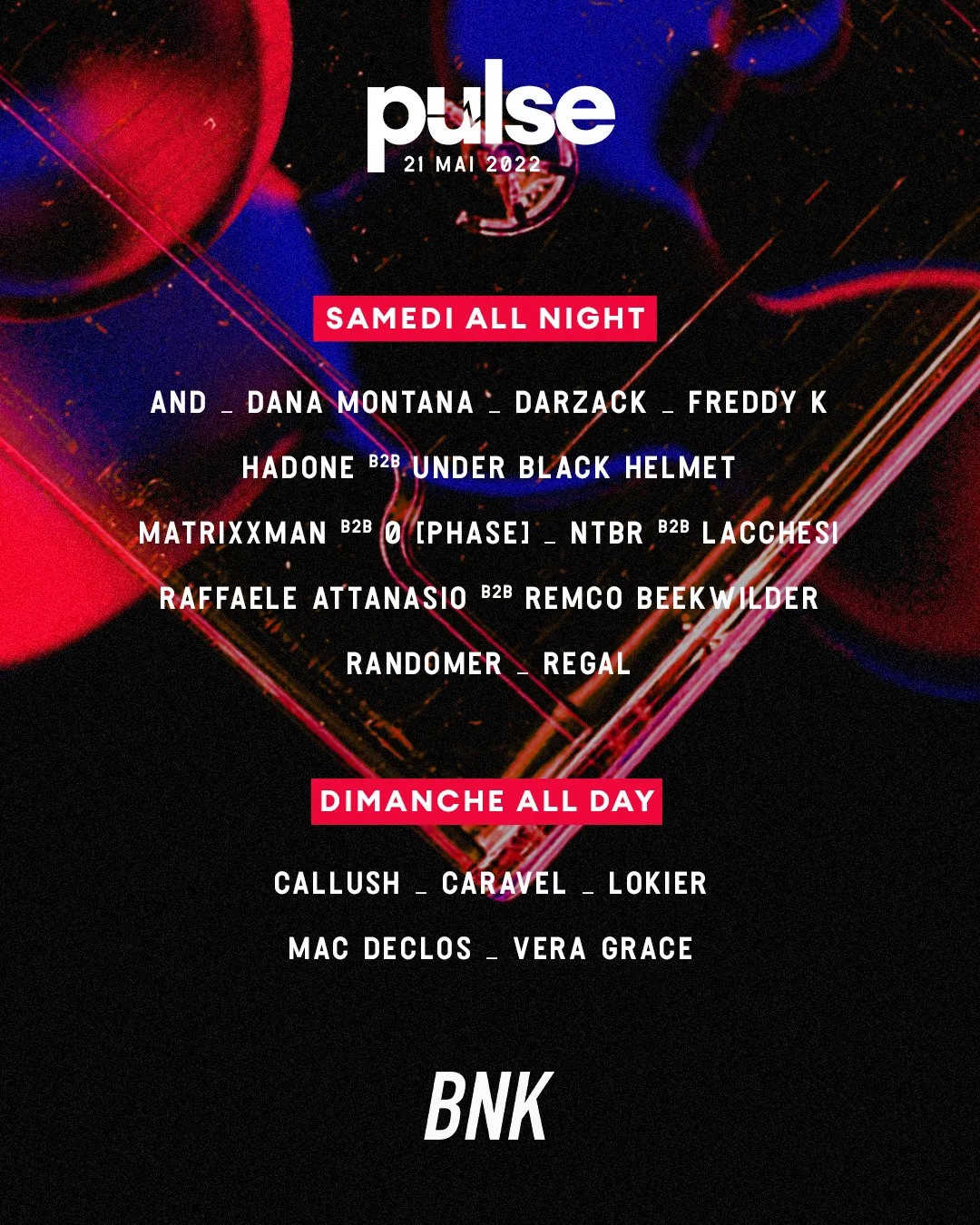 Artist announcement visual for the third edition of Pulse Festival.