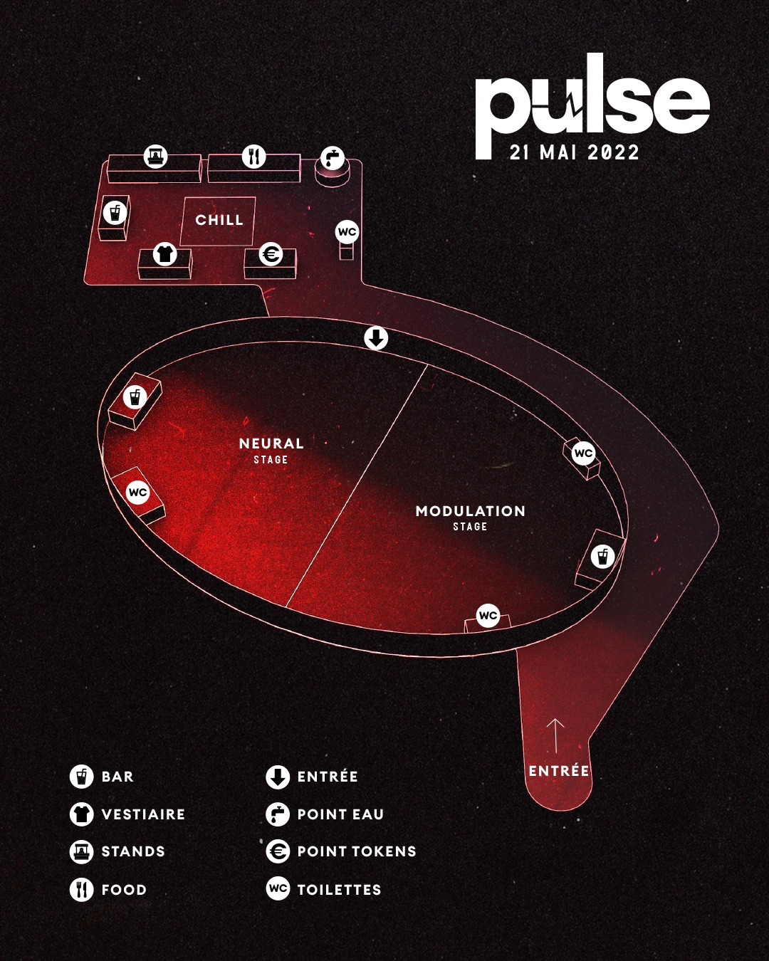 Festival map designed for the third edition of Pulse Festival.