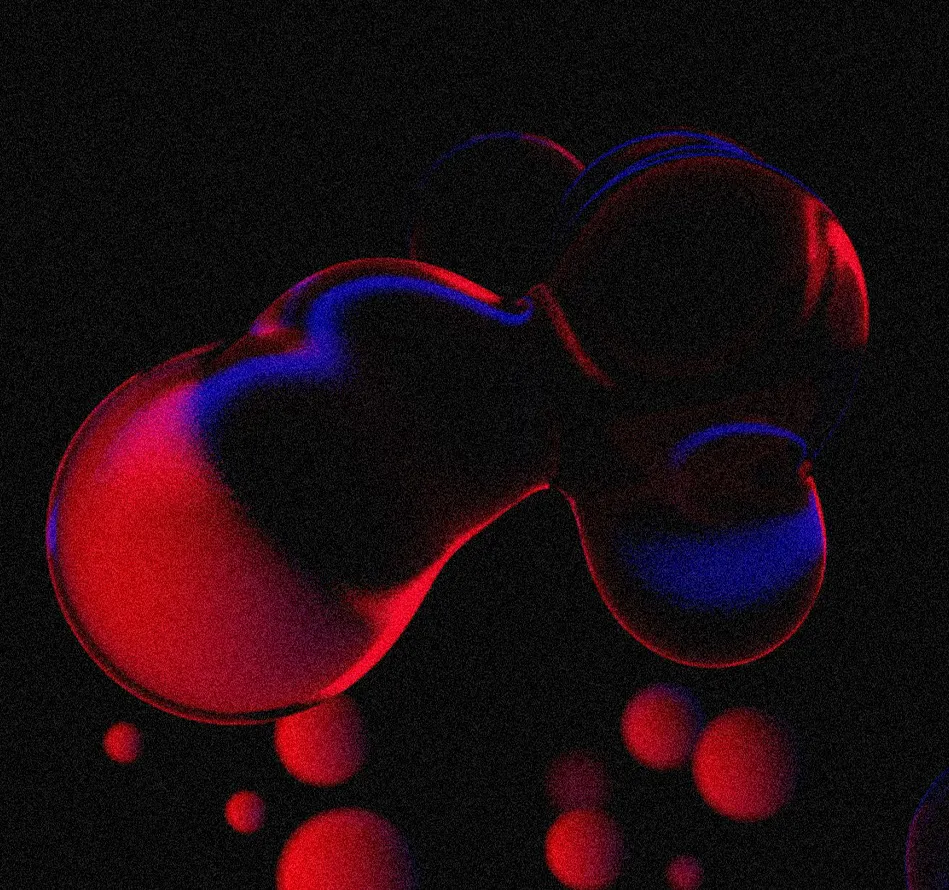 Artwork for the third edition of Pulse Festival featuring translucent bubbles with blue and red reflections.